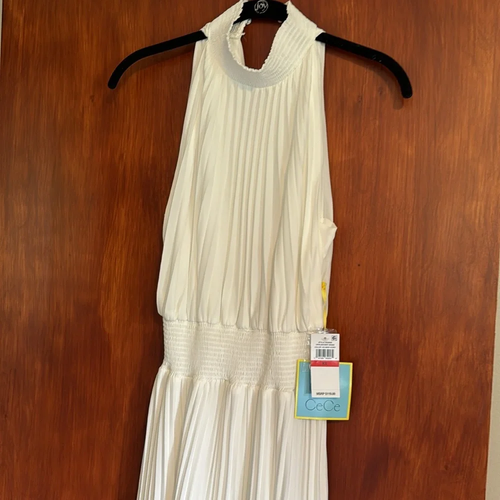 NWT CeCe Pleated Halter Midi Dress sz XS - NWT & Medium Like New - Picture 3 of 11
